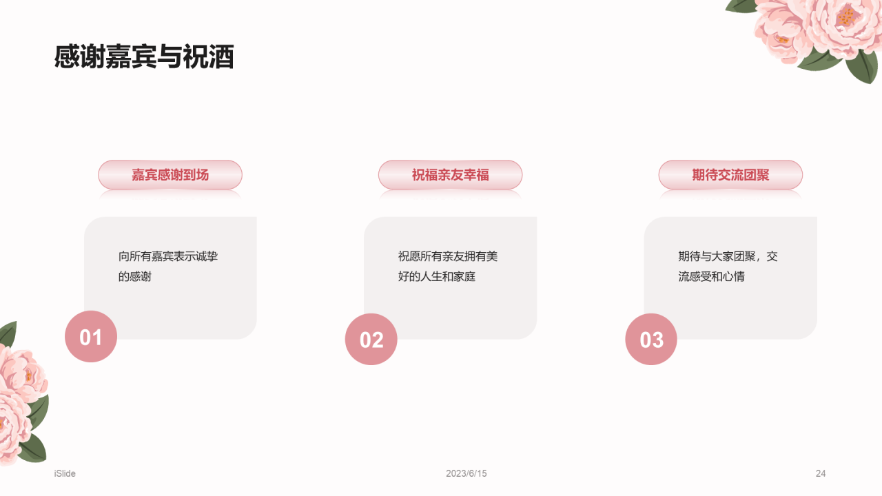 粉色简约婚礼庆典介绍市场营销PPT模板