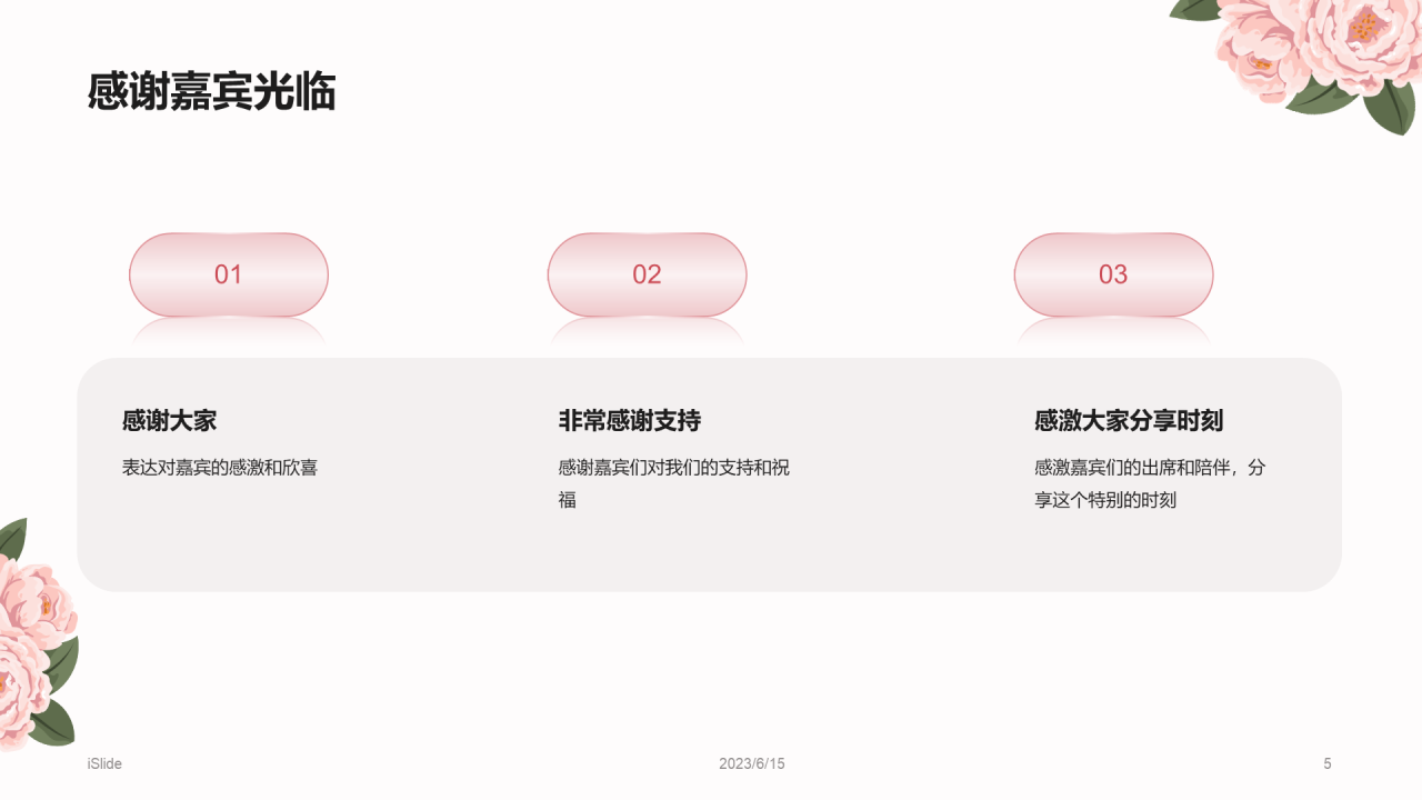 粉色简约婚礼庆典介绍市场营销PPT模板