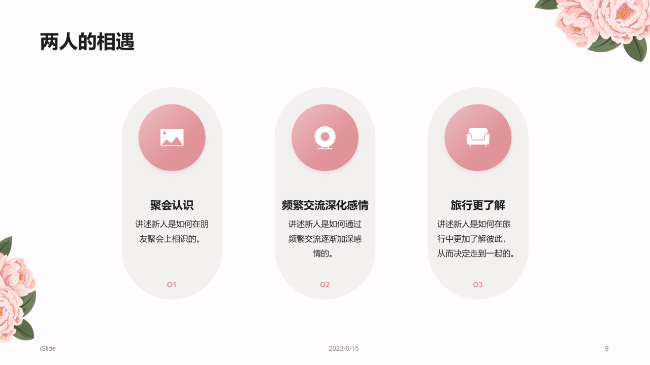 粉色简约婚礼庆典介绍市场营销PPT模板