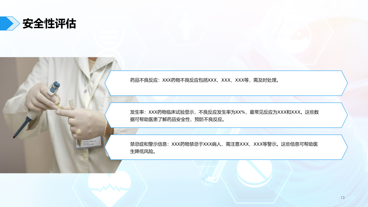 蓝色现代药品临床价值评估研究报告PPT模板