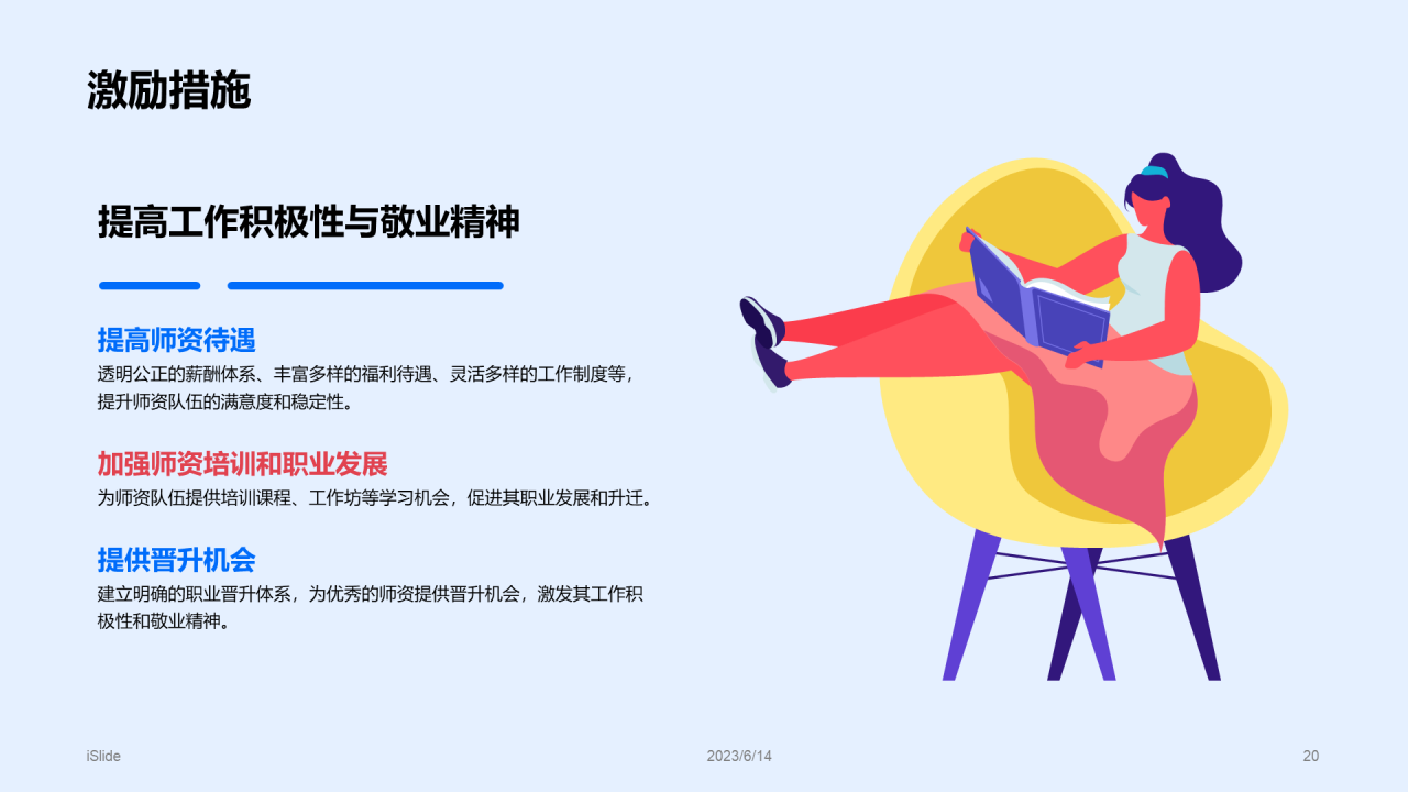 蓝色插画风教育机构师资培训与管理PPT模板