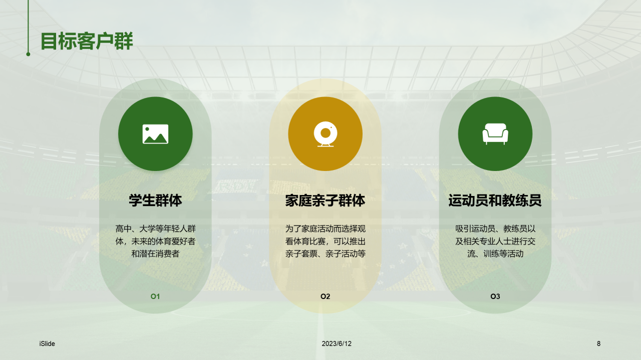 绿色商务体育场馆营销策划PPT模板