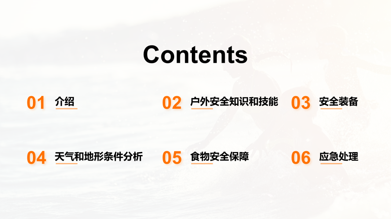 橙色渐变现代户外安全教育PPT模板