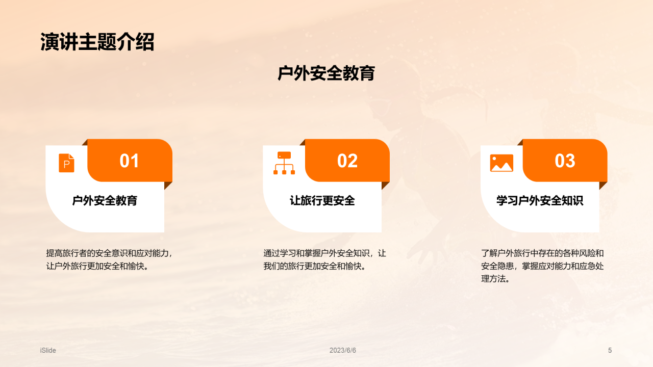 橙色渐变现代户外安全教育PPT模板