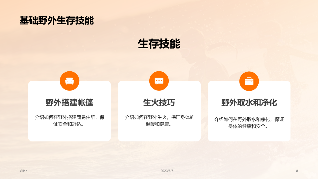 橙色渐变现代户外安全教育PPT模板