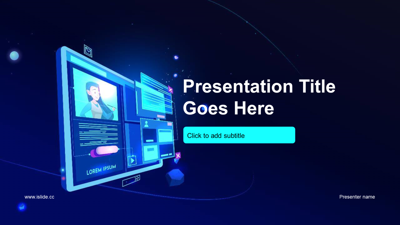 蓝色科技工作总结PPT主题