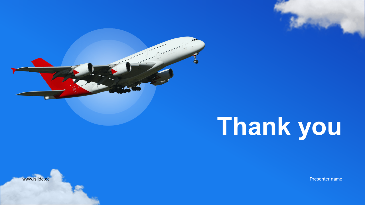 蓝色商务航空公司述职报告PPT模板