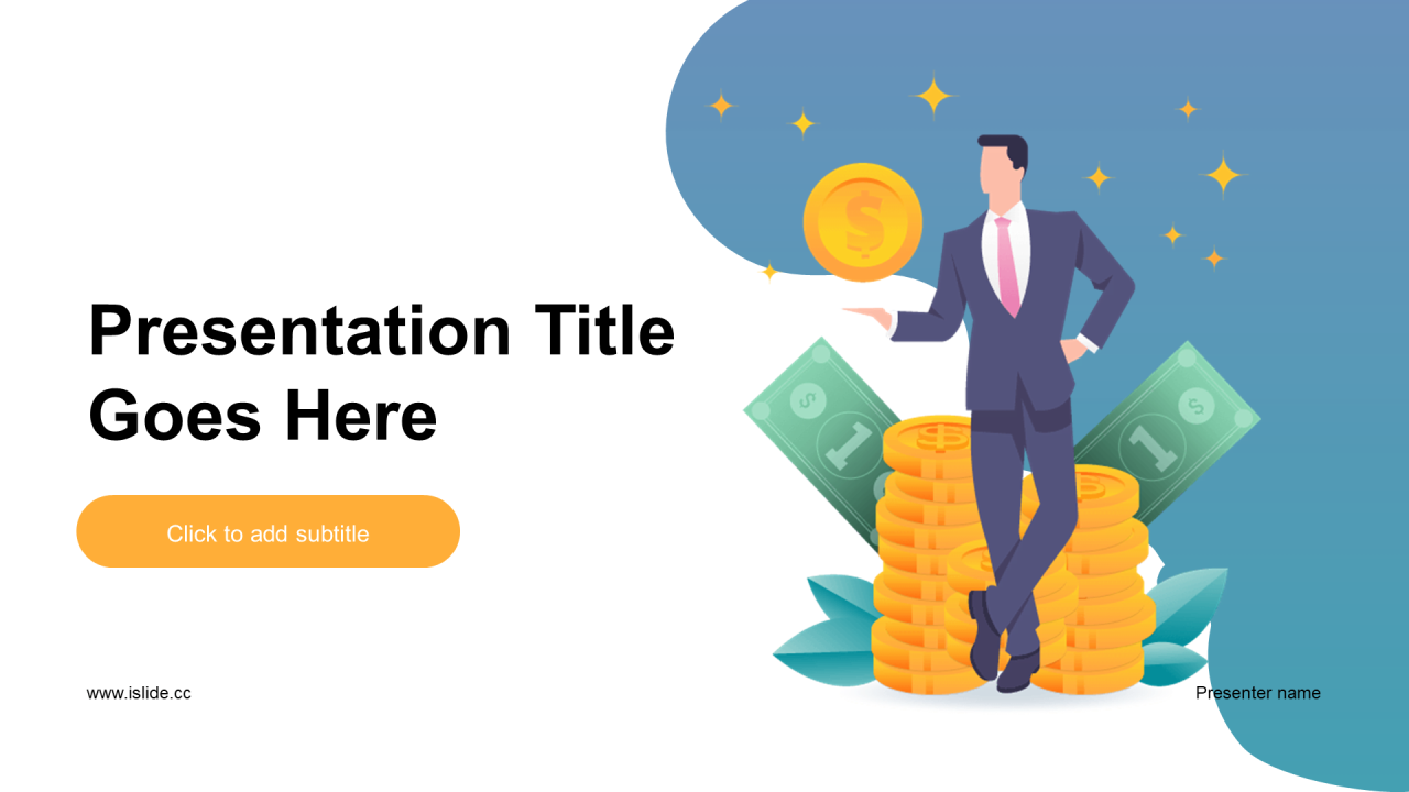 多色插画金融保险银行PPT主题