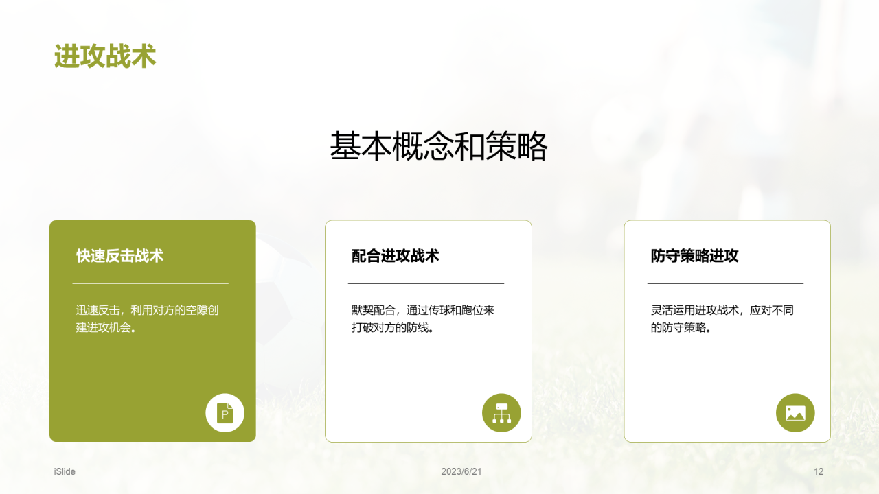绿色商务现代青少年足球夏令营培训课件PPT模板