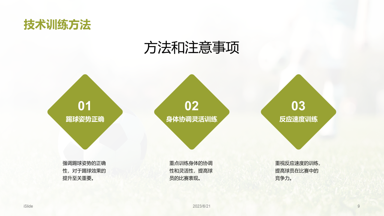 绿色商务现代青少年足球夏令营培训课件PPT模板