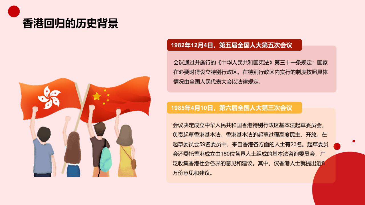 红色党政庄严香港回归周年科普介绍PPT模板