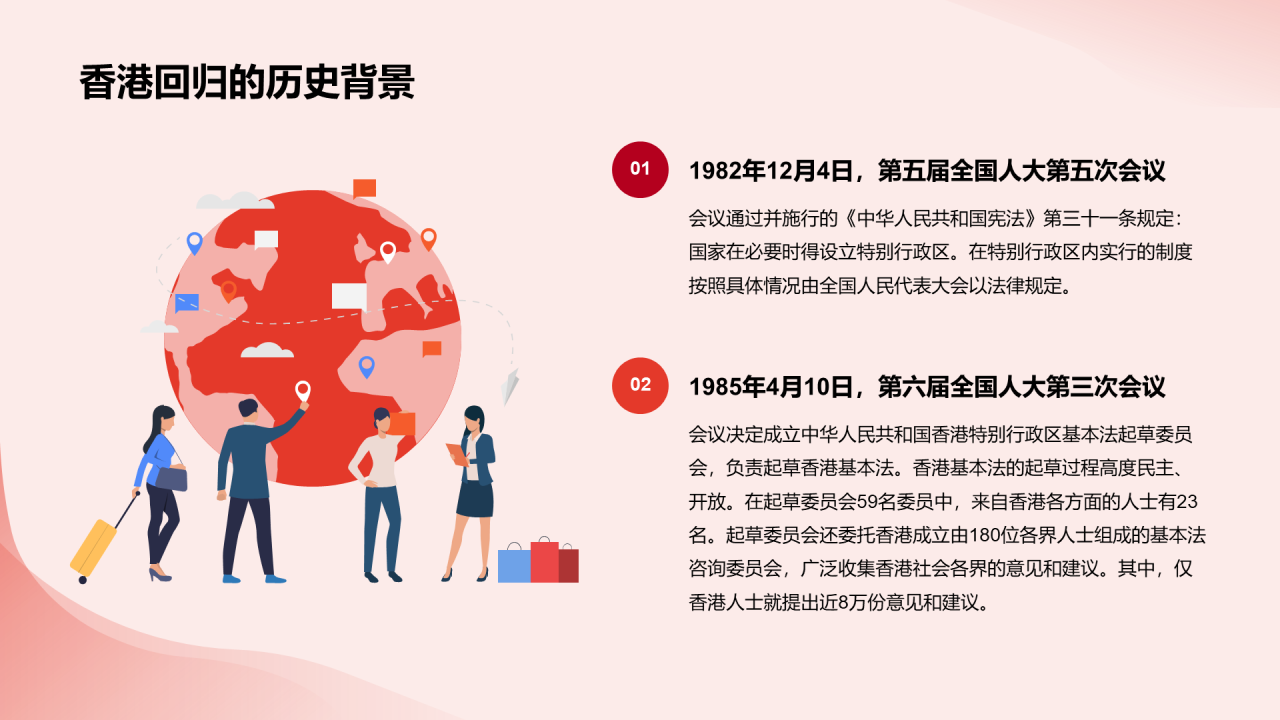 红色党政庄严庆祝香港回归周年PPT模板