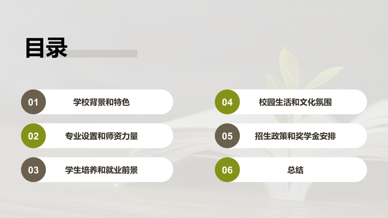 绿棕色商务现代校园招生宣传PPT模板