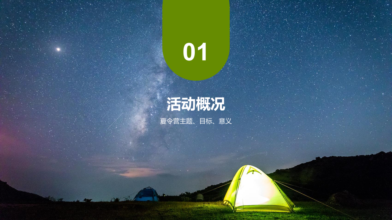 绿色现代商务露营地夏令营策划PPT模板