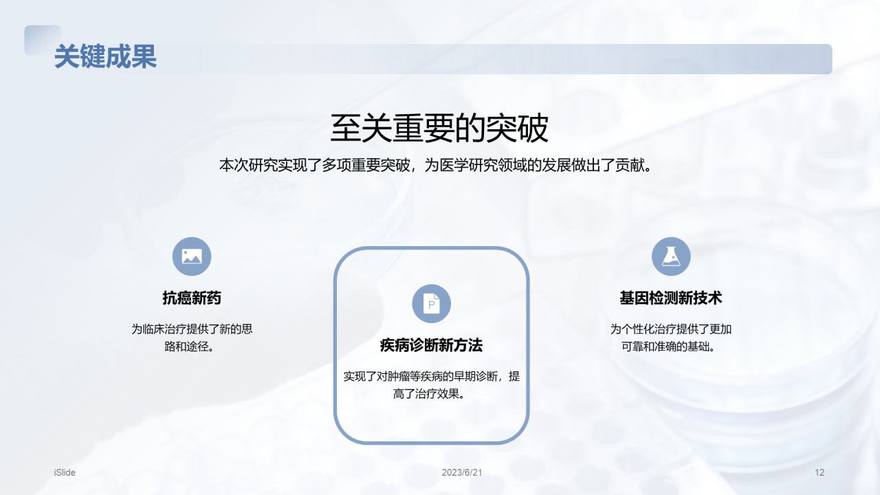 蓝色商务现代医学研究项目总结PPT模板