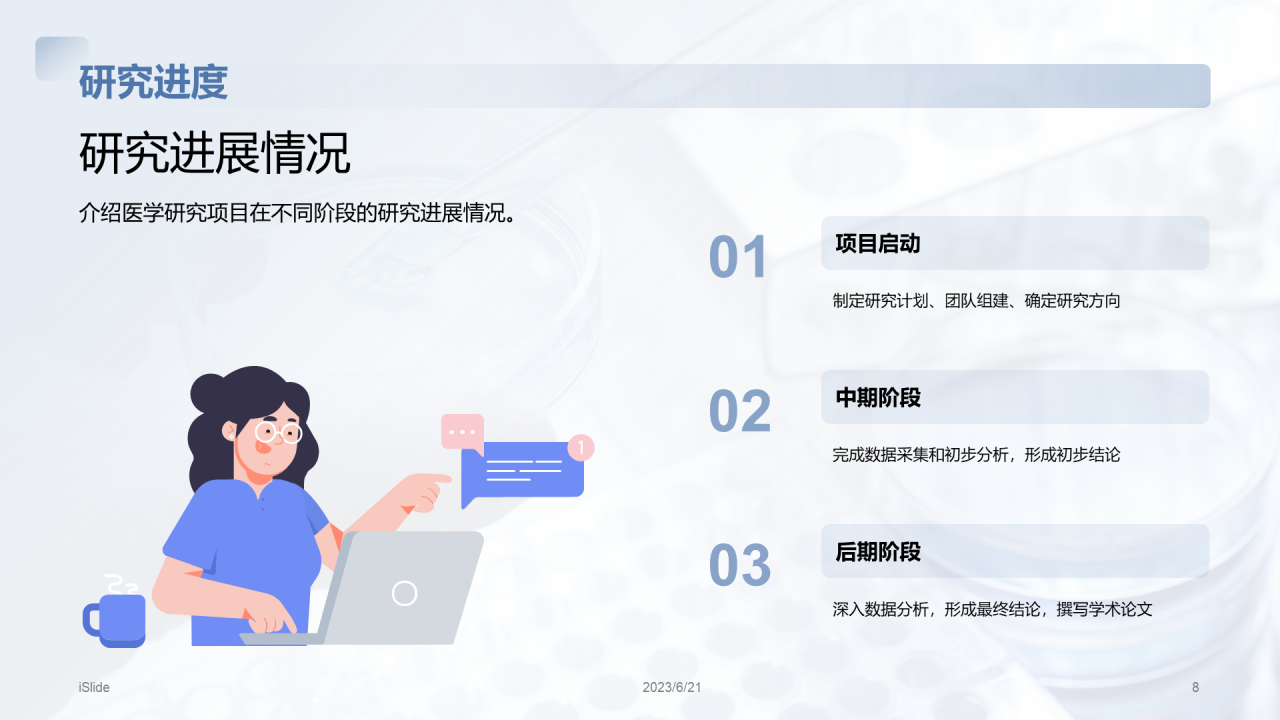 蓝色商务现代医学研究项目总结PPT模板