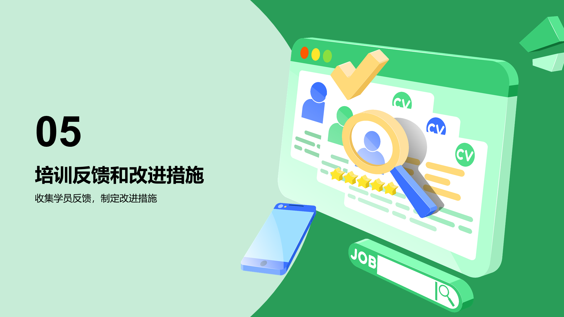 Green annual education training summary PPT template