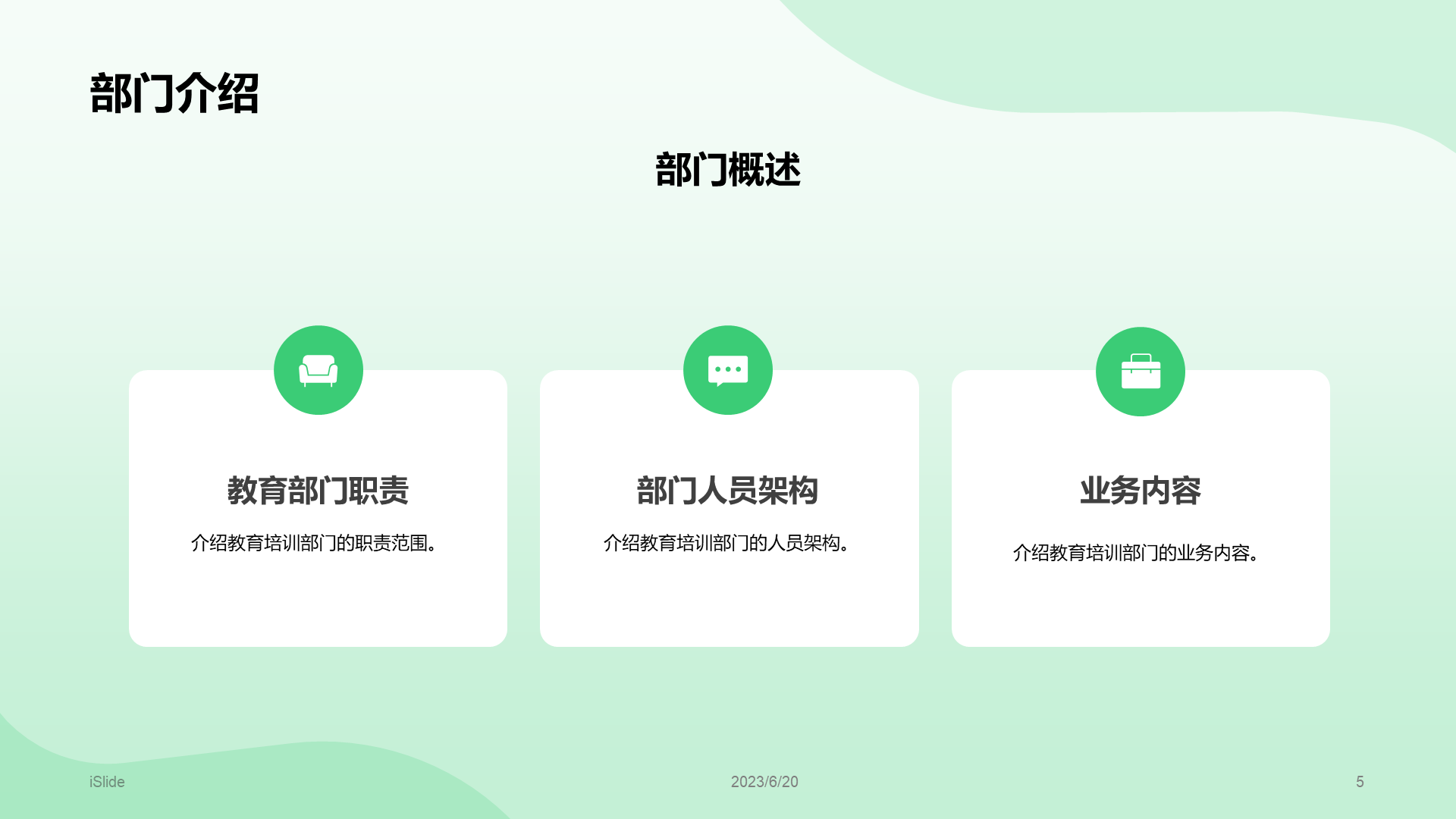 Green annual education training summary PPT template