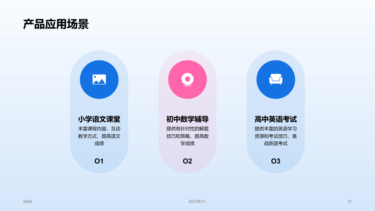 蓝色插画教育产品推广会PPT模板