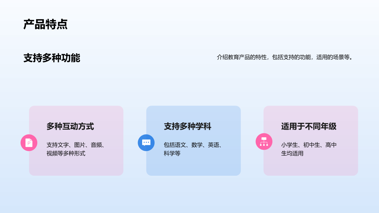 蓝色插画教育产品推广会PPT模板