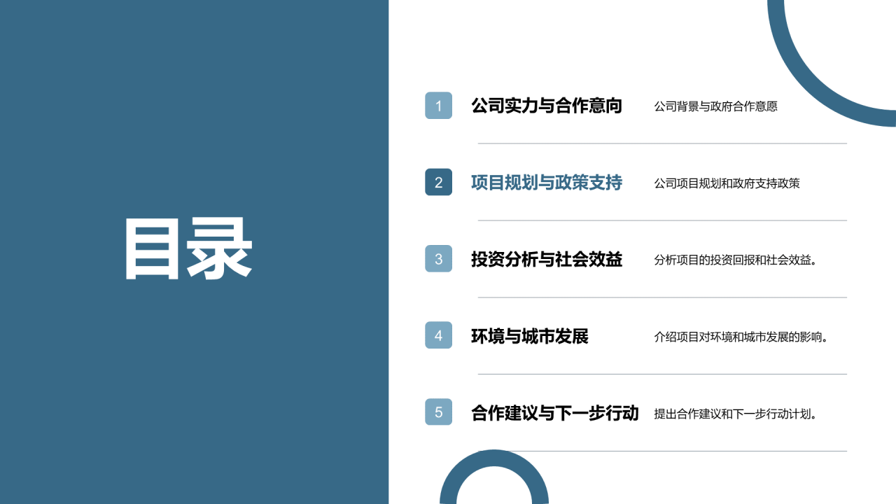 蓝色商务现代新城项目合作商业计划书PPT模板