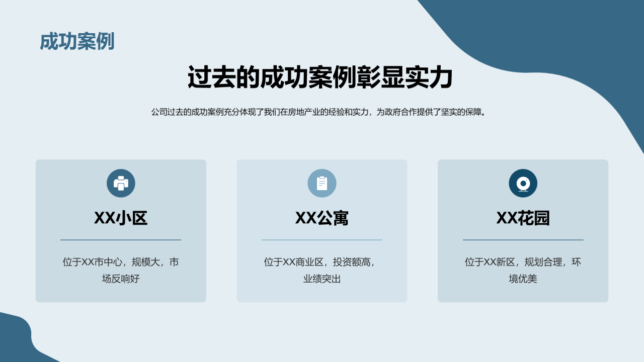 蓝色商务现代新城项目合作商业计划书PPT模板