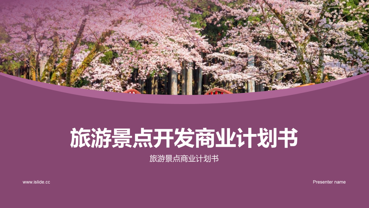紫色商务现代景点旅游开发商业计划书PPT模板