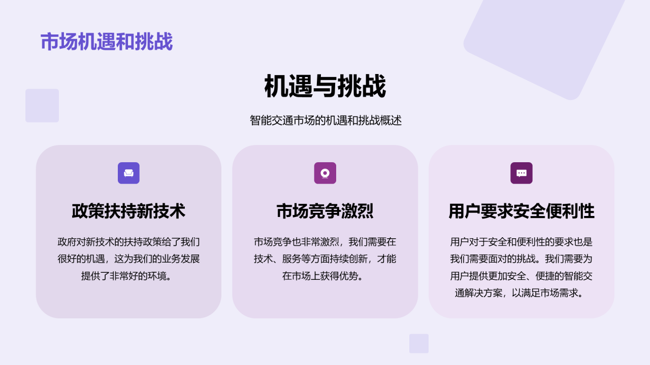 紫色科技智能交通商业计划PPT模板