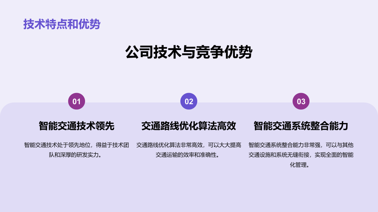 紫色科技智能交通商业计划PPT模板