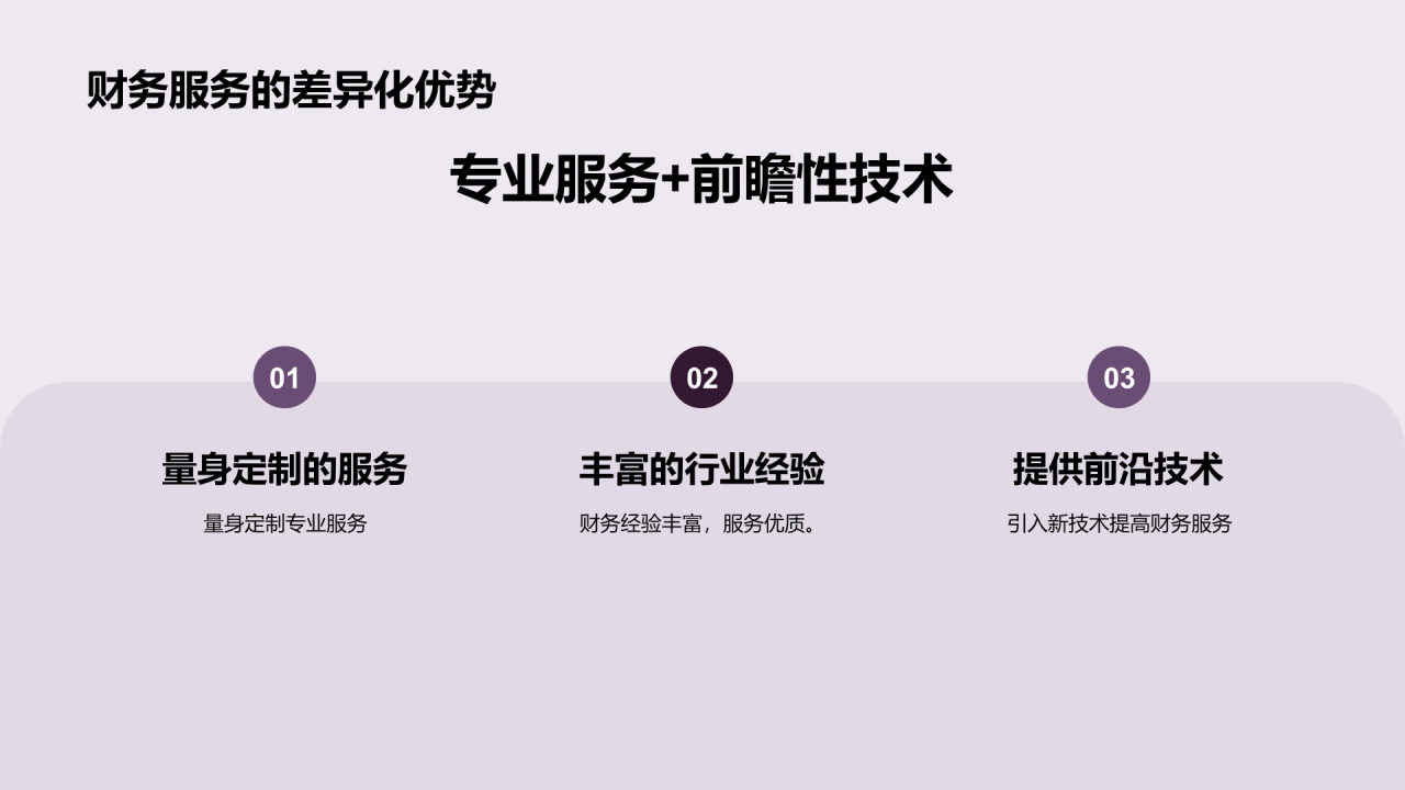 紫色商务现代一站式财务解决方案PPT模板