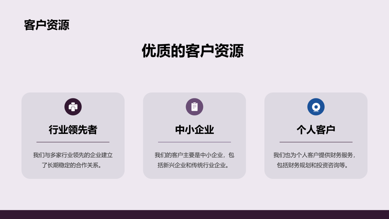 紫色商务现代一站式财务解决方案PPT模板