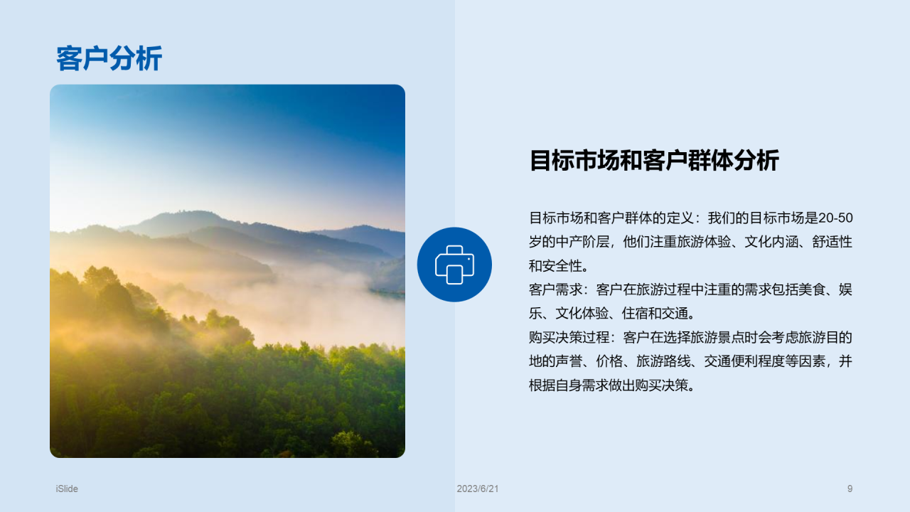 蓝色商务现代旅游景点开发商业计划书PPT模板