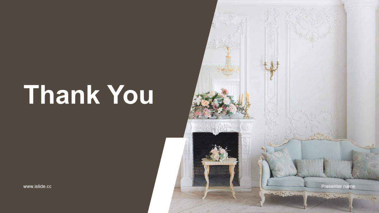 灰棕色商务现代家装设计解析PPT模板