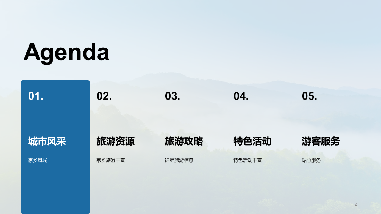 蓝色现代渐变家乡美景邀您来PPT模板