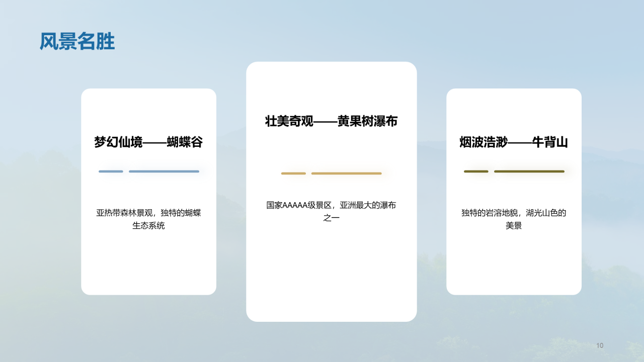 蓝色现代渐变家乡美景邀您来PPT模板