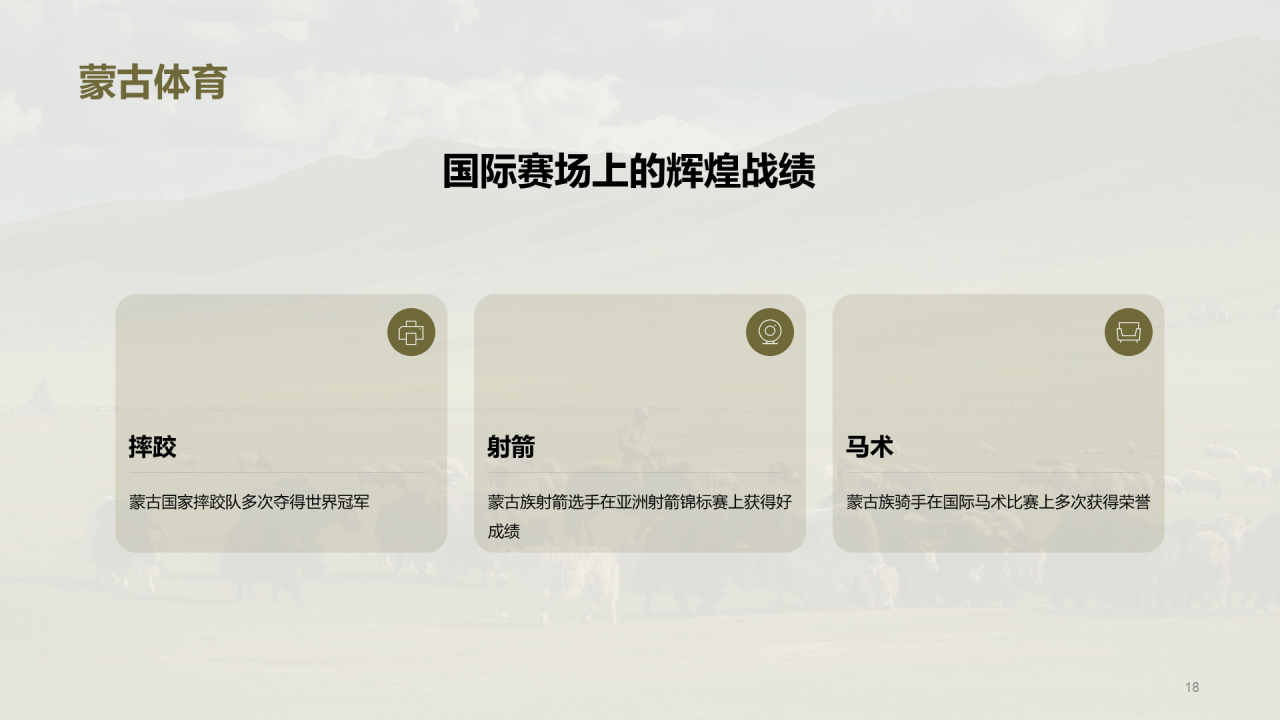 绿色现代蒙古族体育运动科普PPT模板