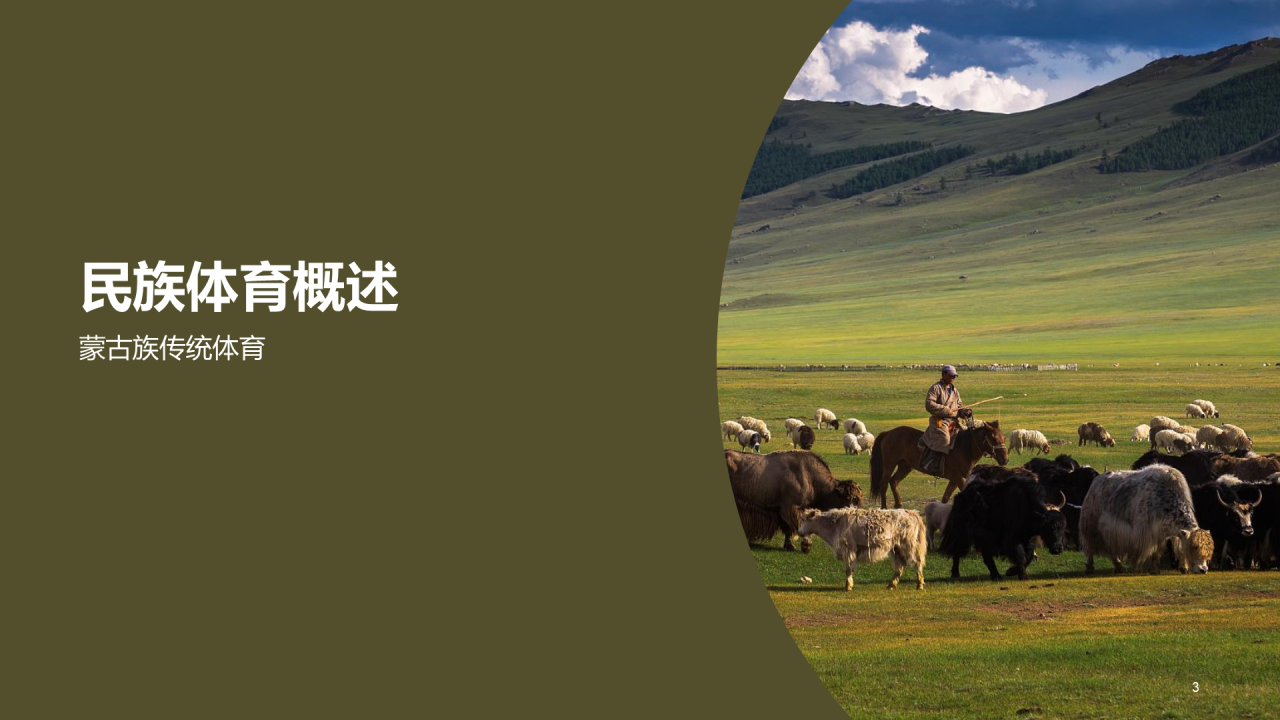 绿色现代蒙古族体育运动科普PPT模板