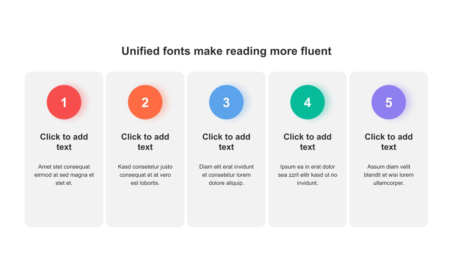 Multi-color rounded rectangle shadow 5 PPT list