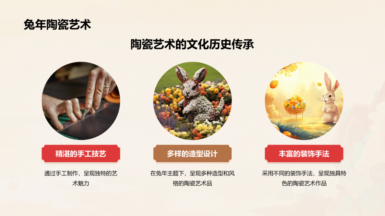 黄灰色生肖兔年艺术之旅PPT模板