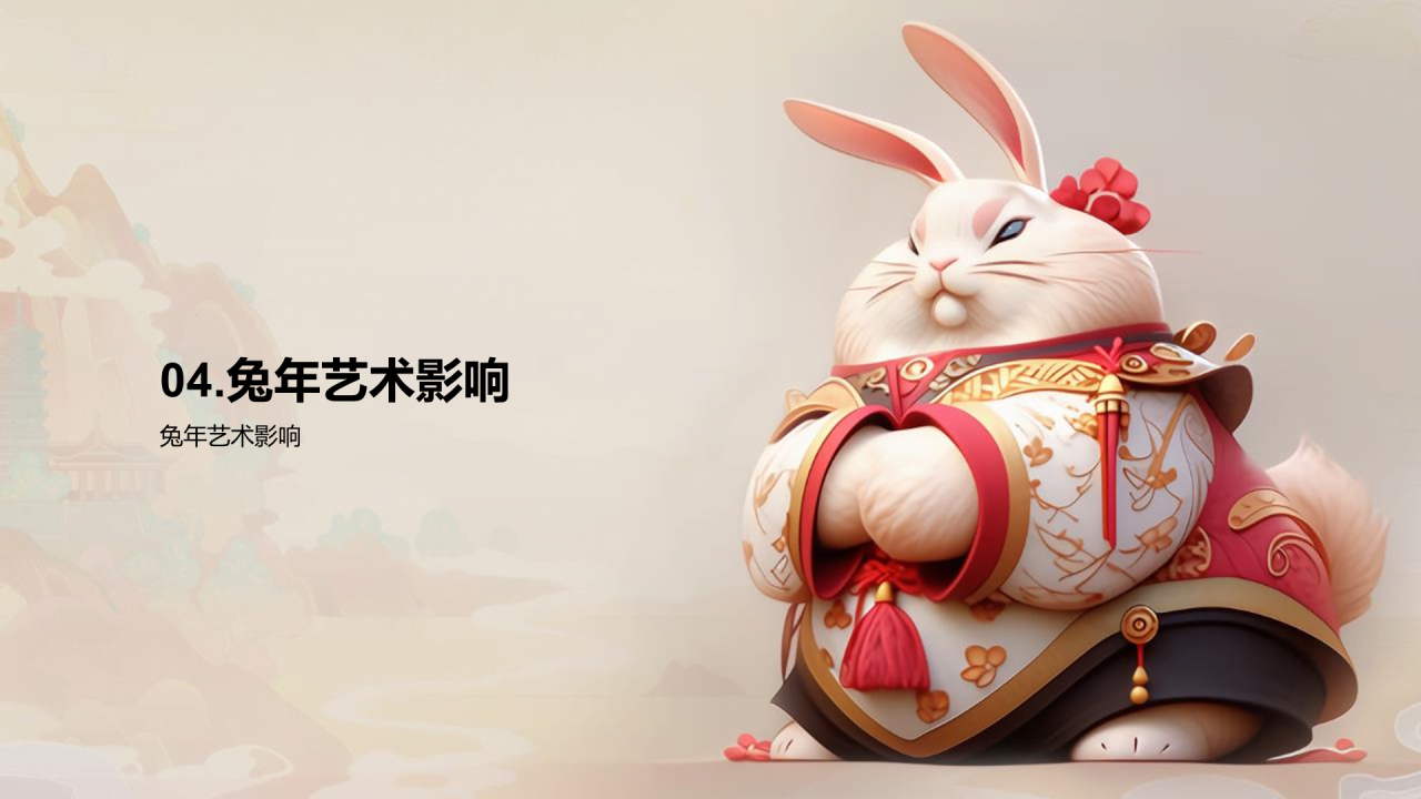 黄灰色生肖兔年艺术之旅PPT模板