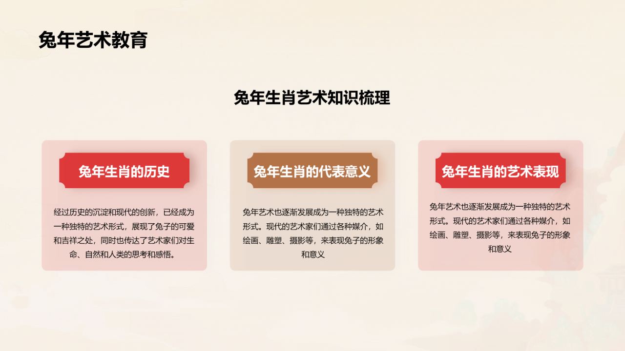 黄灰色生肖兔年艺术之旅PPT模板
