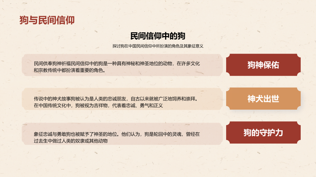 红色生肖狗中国风寓言解析PPT模板