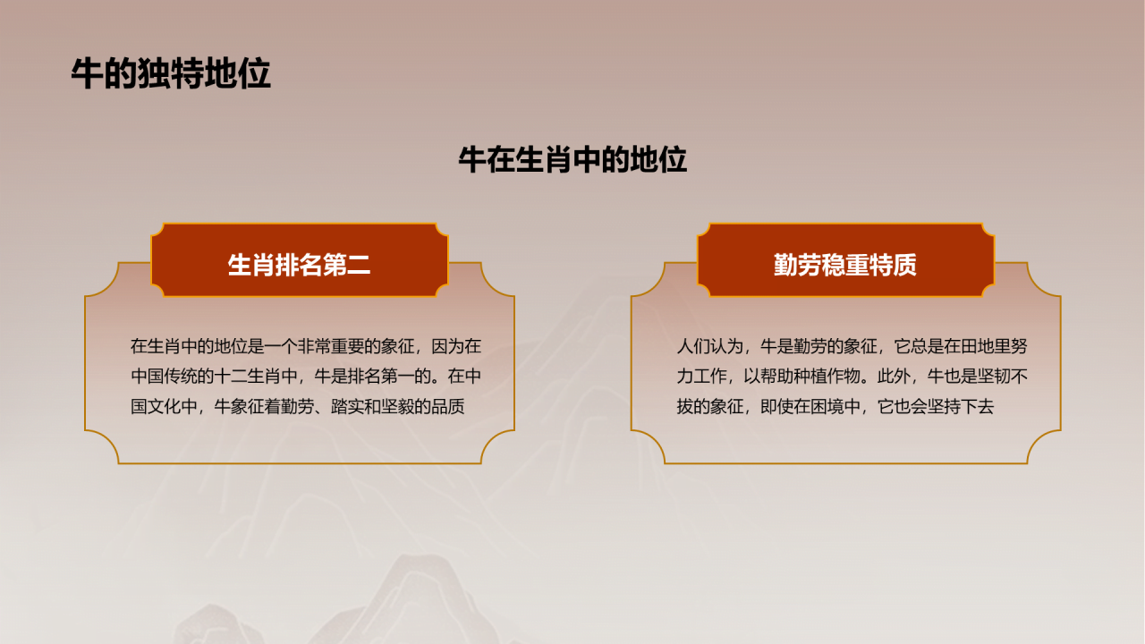 橙色中国风生肖牛文化与教育传承PPT模板