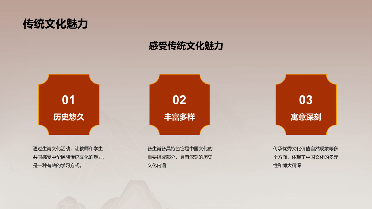 橙色中国风生肖牛文化与教育传承PPT模板