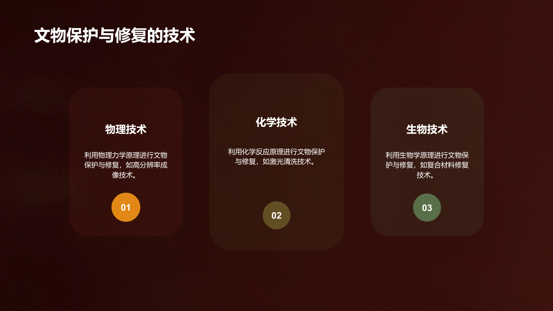 红色现代商务文物研究修复培训课件PPT模板