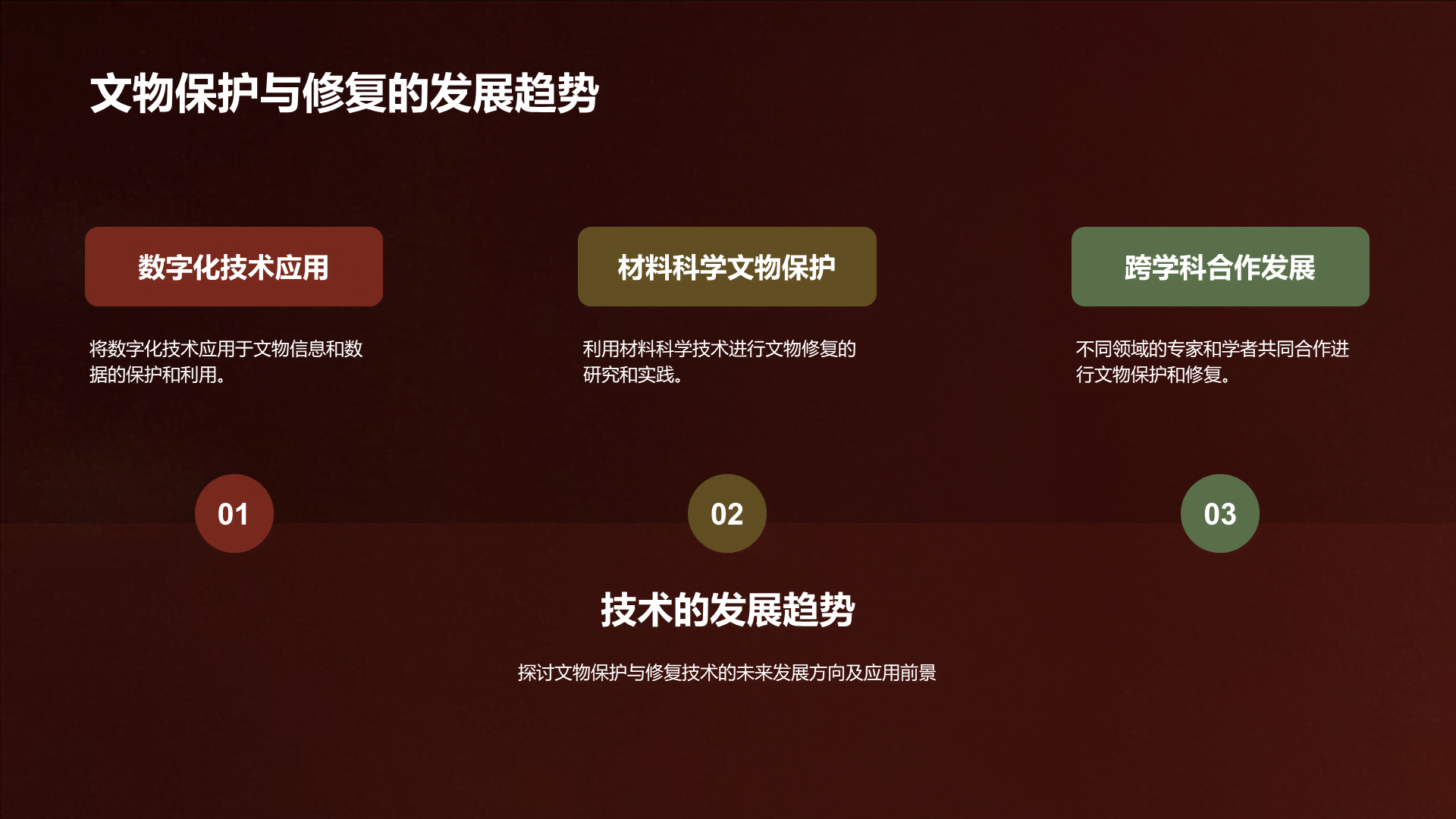 红色现代商务文物研究修复培训课件PPT模板