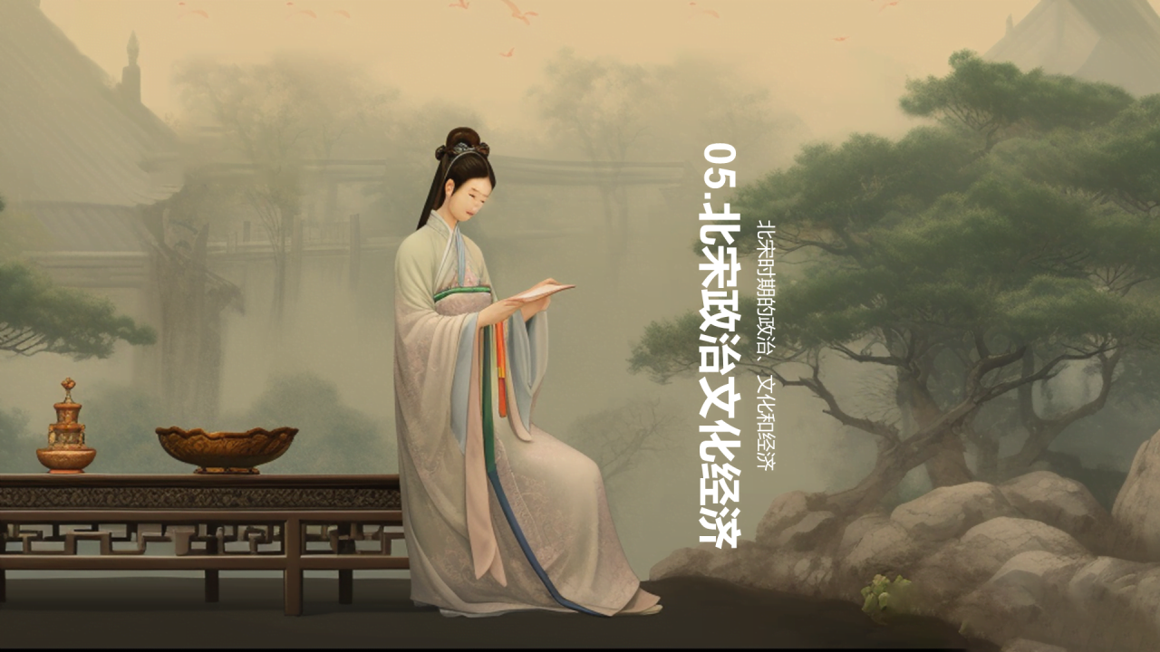 黄色古风教育培训繁荣北宋时代PPT模板