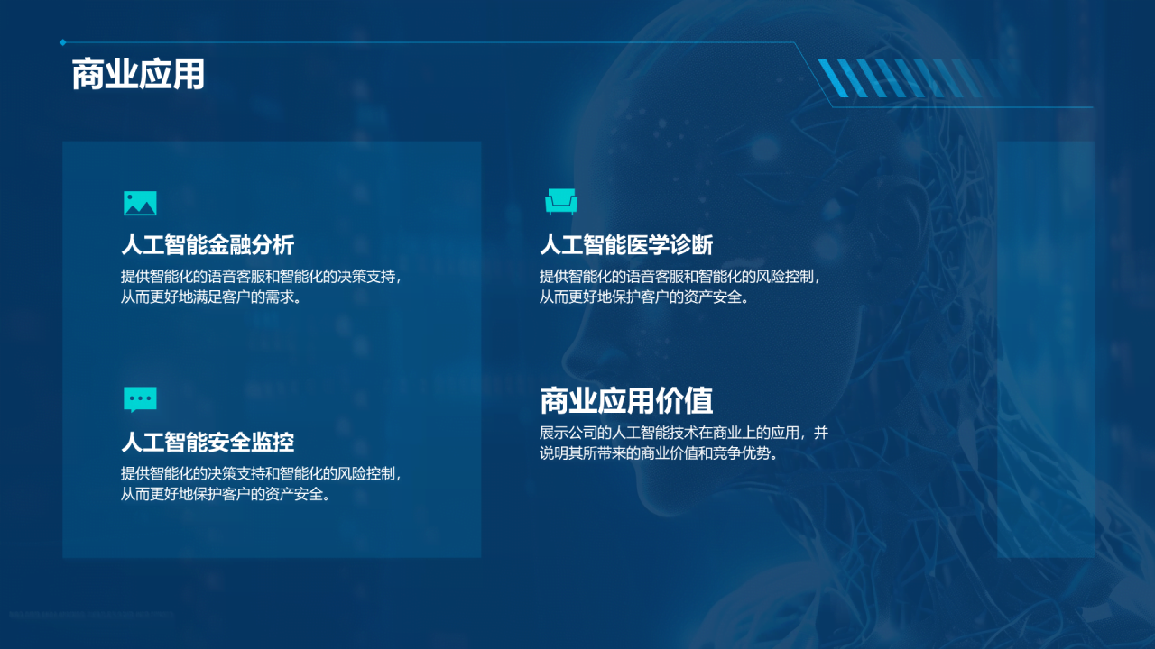 蓝色科技人工智能商业计划书PPT模板