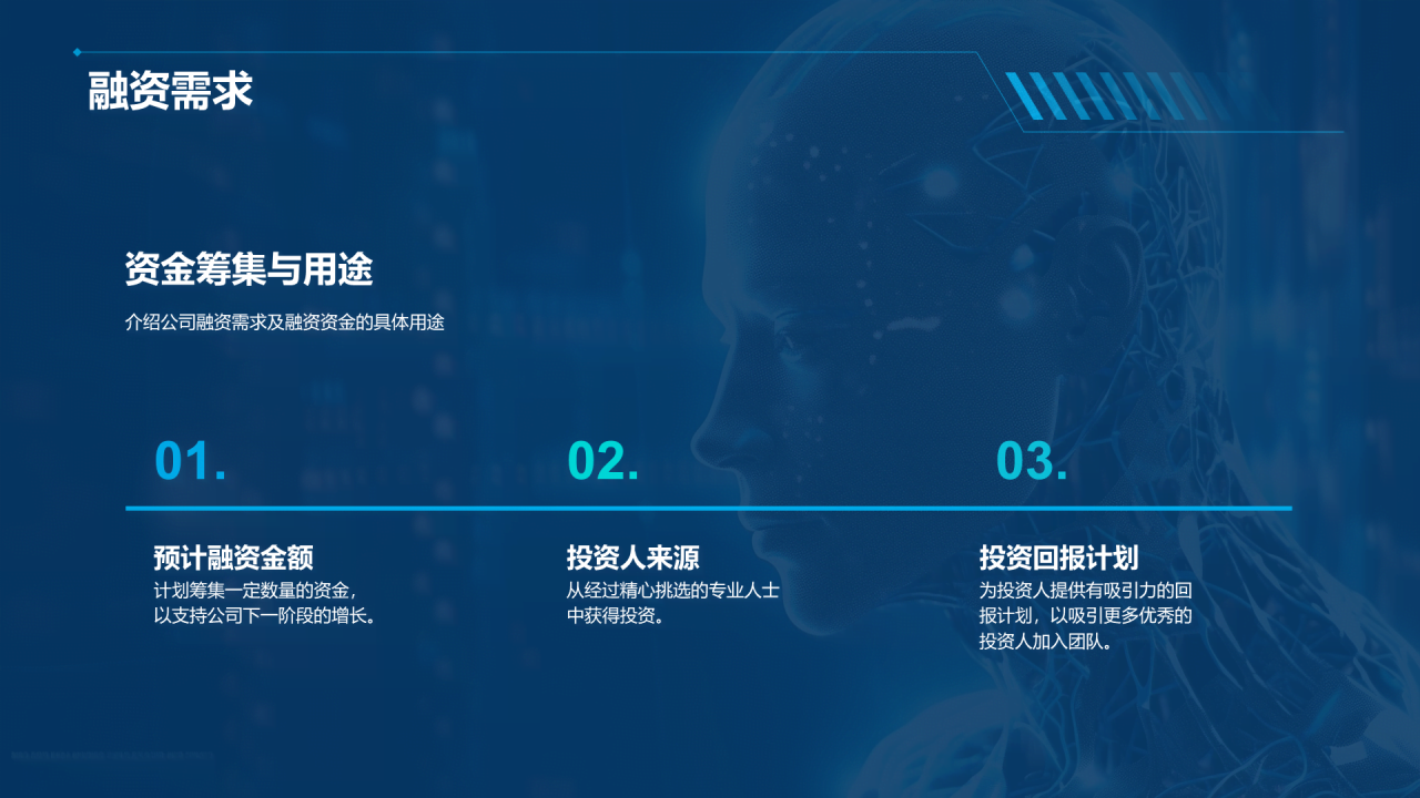 蓝色科技人工智能商业计划书PPT模板
