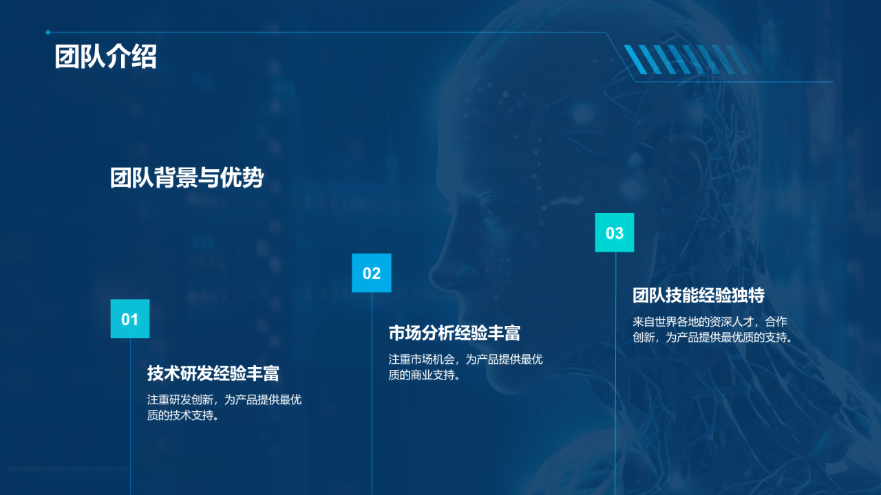 蓝色科技人工智能商业计划书PPT模板